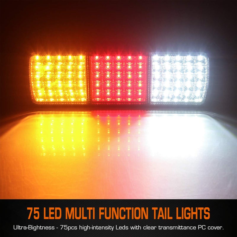 LINKITOM 75 LED Truck Tail Light Bar, Super Bright 12v Turn Signal Brake Reverse Taillight for Truck Boat Snowmobile Trailer Pickup RV Camper UTV UTE Vans (2PCS) - Image 2